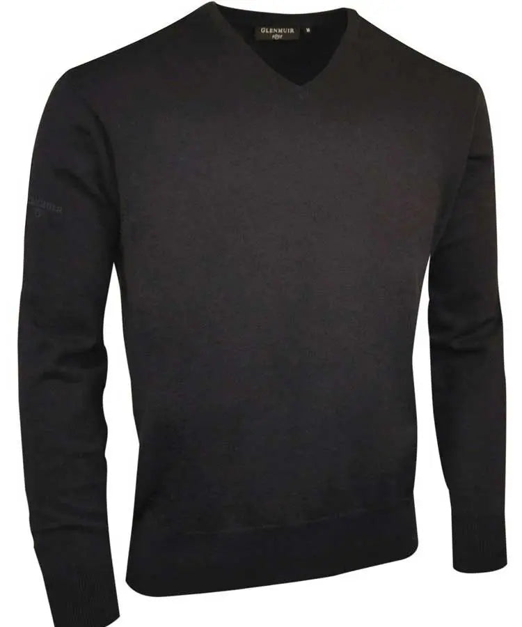 Glenmuir Men's Eden V Neck Cotton Sweater Black