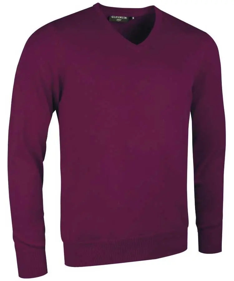 Glenmuir Men's Eden V Neck Cotton Sweater Bordeaux