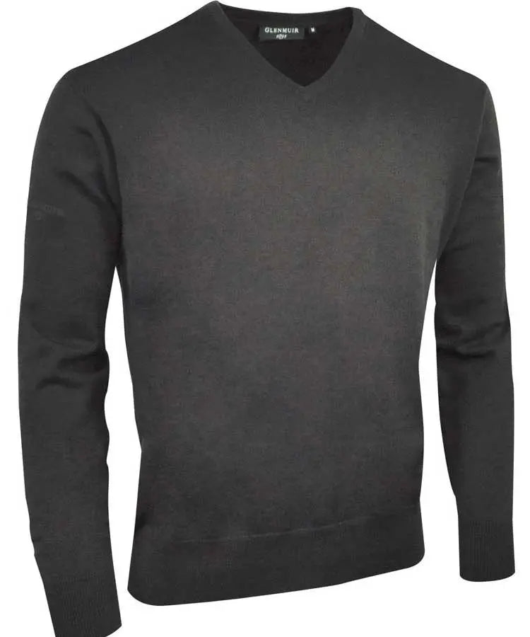 Glenmuir Men's Eden V Neck Cotton Sweater Charcoal