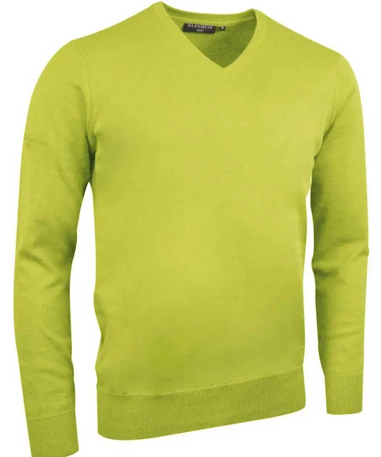 Glenmuir Men's Eden V Neck Cotton Sweater Lime