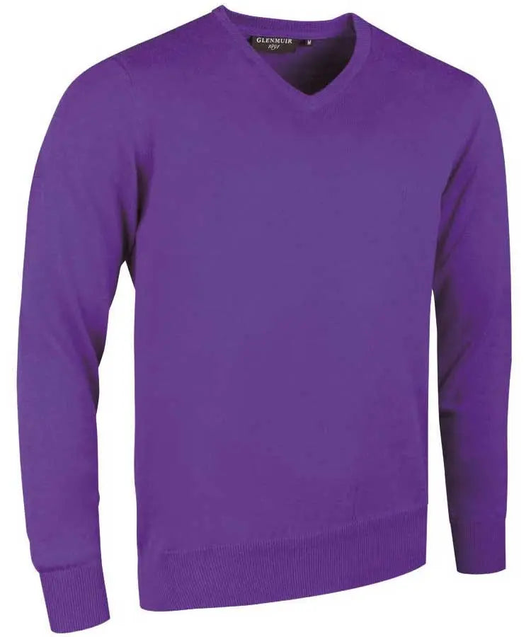 Glenmuir Men's Eden V Neck Cotton Sweater Purple