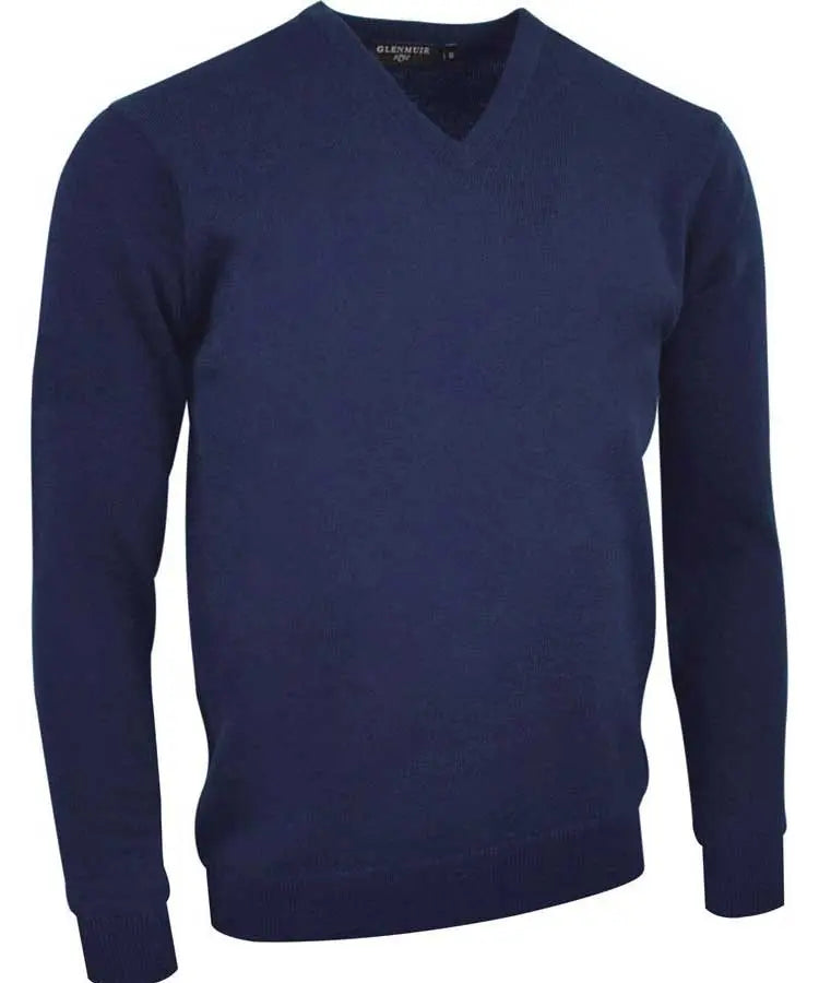 Glenmuir Men's Lomond V Neck Lambswool Sweater - Navy