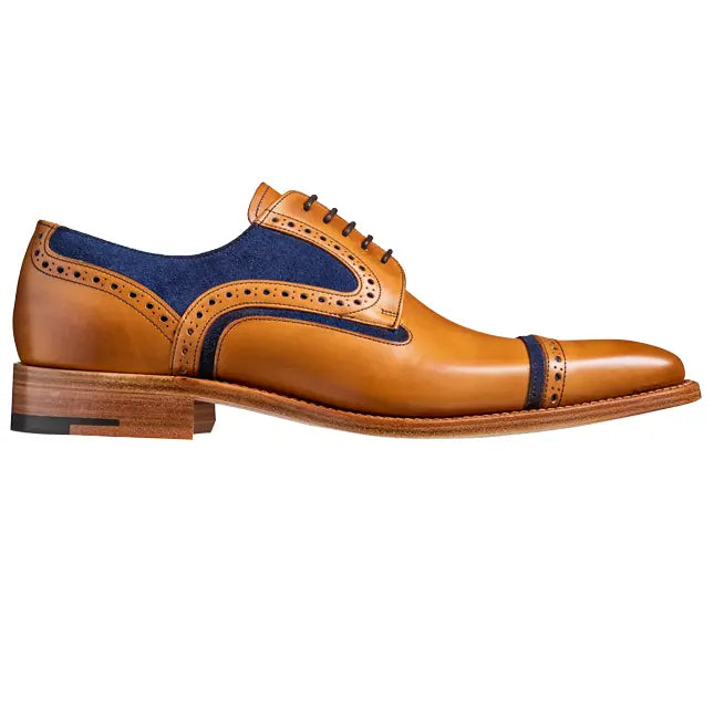 40% OFF BARKER Haig Shoes - Mens Derby - Cedar Calf & Blue Suede - Size: UK 10 Barker Shoes