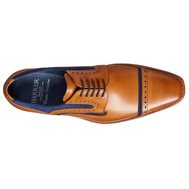 40% OFF BARKER Haig Shoes - Mens Derby - Cedar Calf & Blue Suede - Size: UK 10 Barker Shoes
