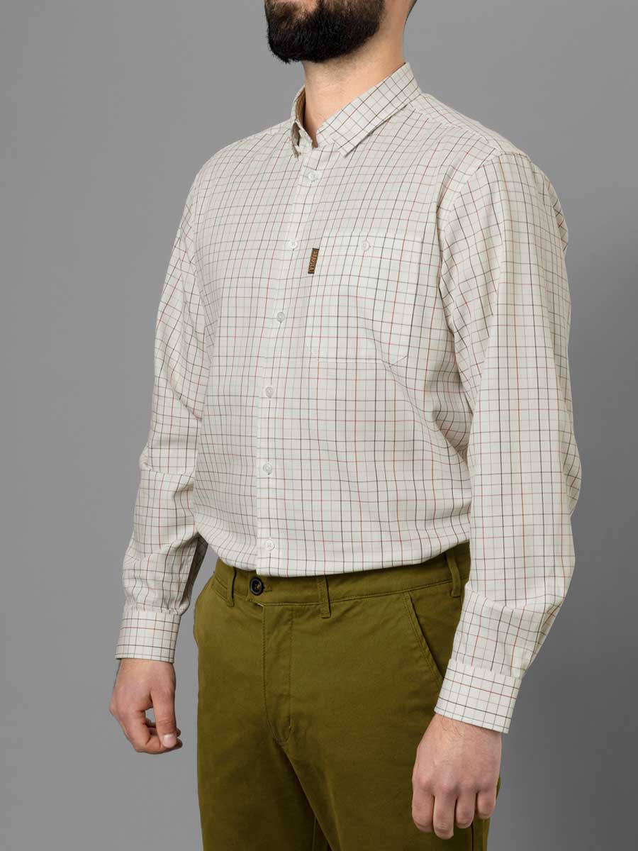 HARKILA Allerston Shirt - Mens 100% Cotton - Bloodstone Red/White