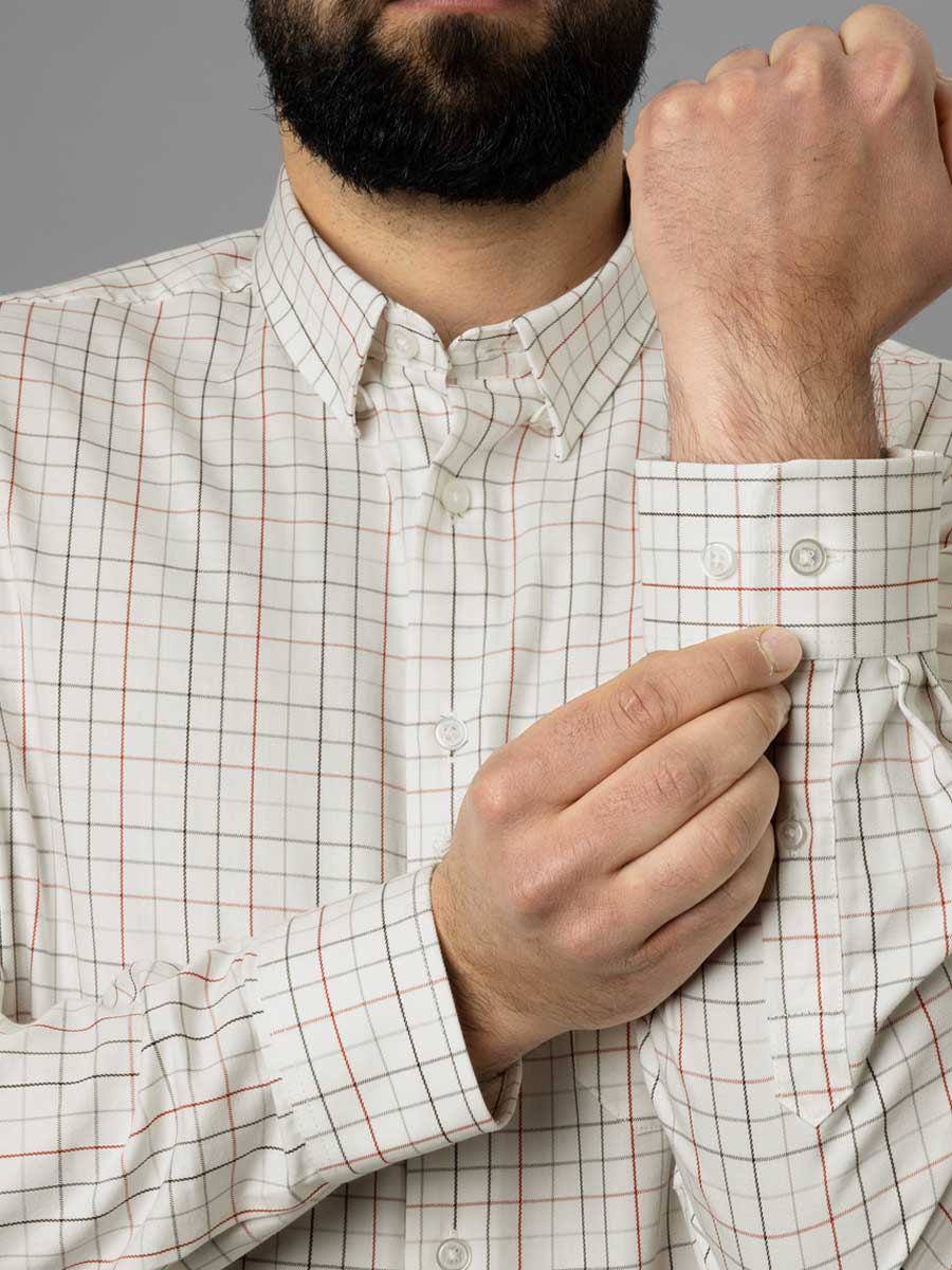 HARKILA Allerston Shirt - Mens 100% Cotton - Bloodstone Red/White