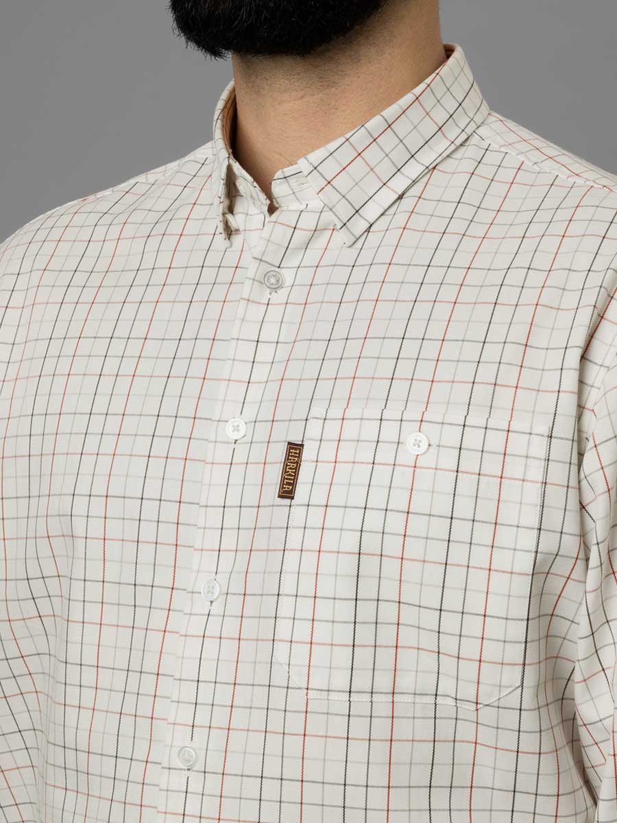 HARKILA Allerston Shirt - Mens 100% Cotton - Bloodstone Red/White