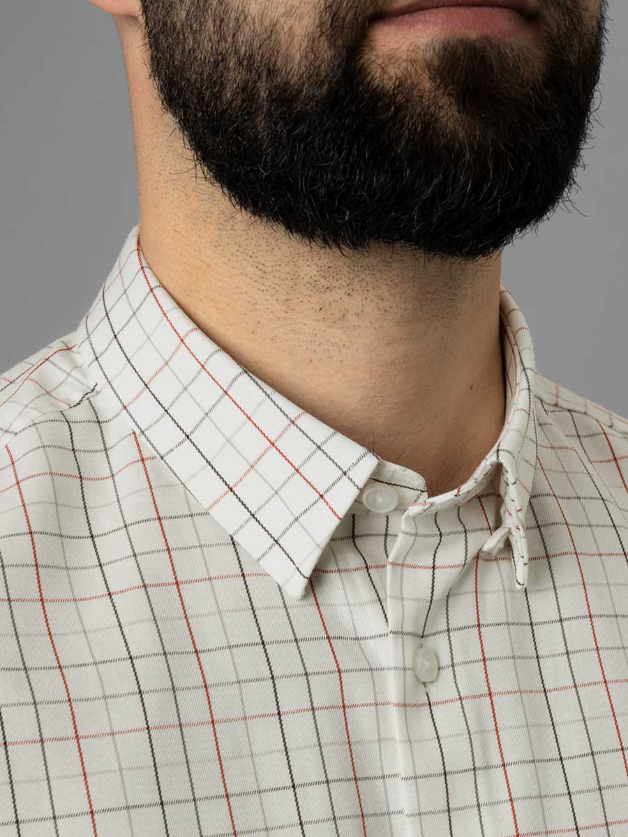 HARKILA Allerston Shirt - Mens 100% Cotton - Bloodstone Red/White