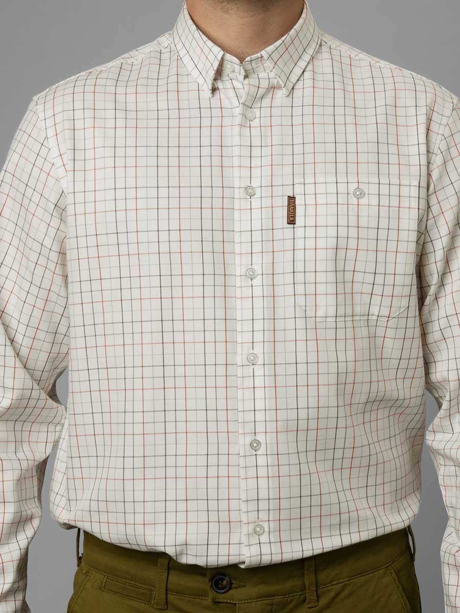 HARKILA Allerston Shirt - Mens 100% Cotton - Bloodstone Red/White