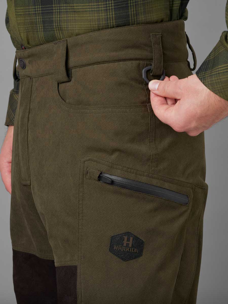 HARKILA Driven Hunt HWS Leather Trousers - Mens - Willow green & Shadow brown