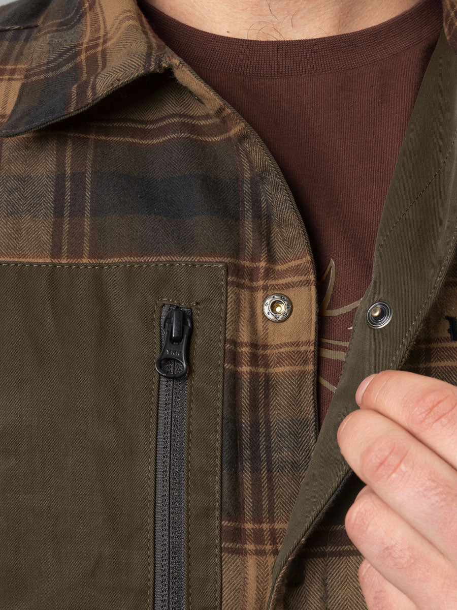 HARKILA Eirik Reversible Shirt Jacket - Mens - Dark Warm Olive/Burgundy