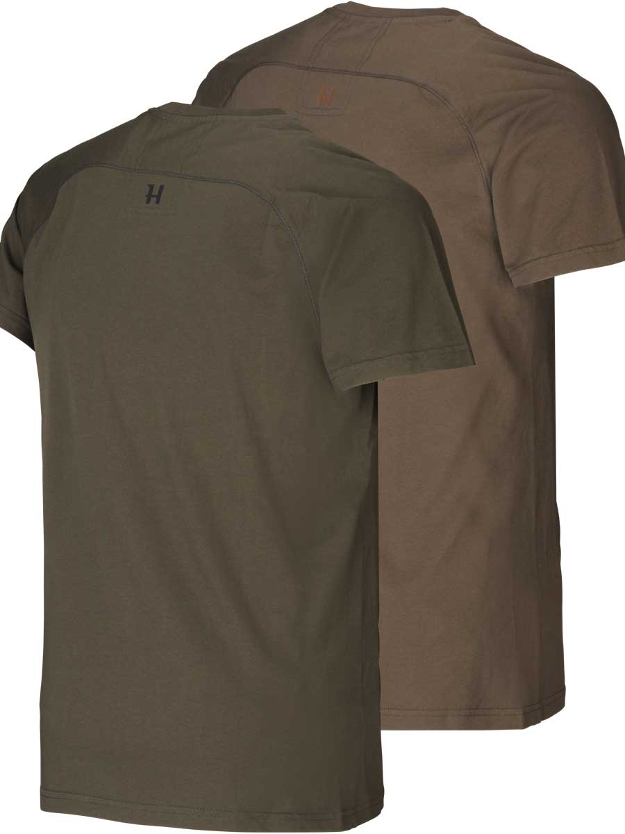 HARKILA Logo T-shirt - Mens - 2-pack - Willow Green & Slate Brown