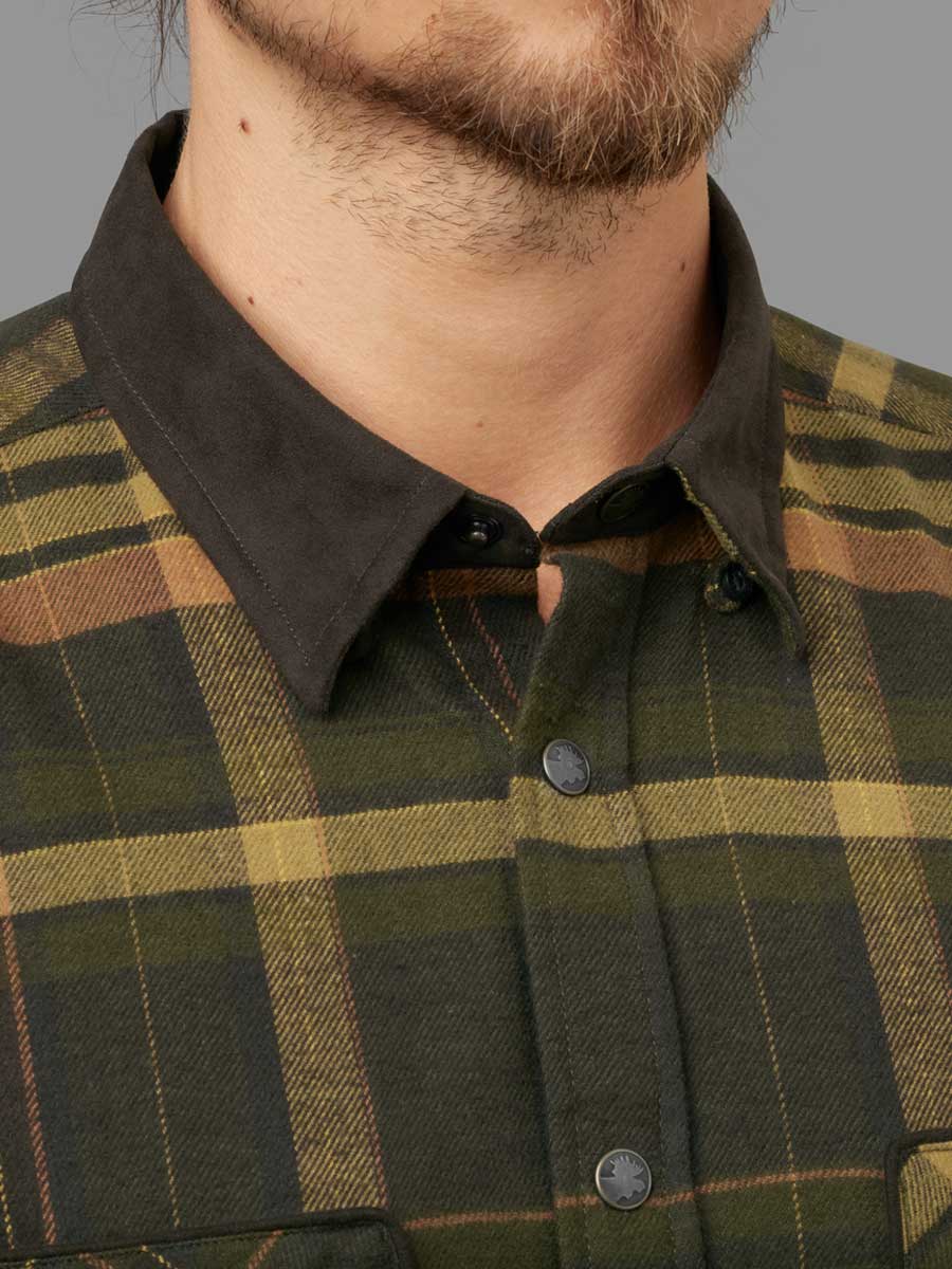 HARKILA Pajala Shirt - Mens Brushed Cotton - Green/Brown Check