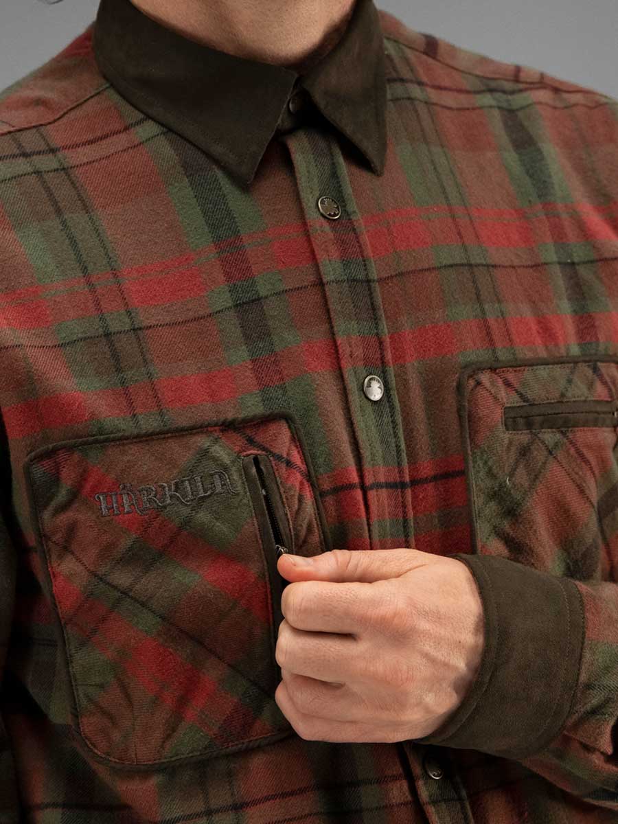 HARKILA Pajala Shirt - Mens Brushed Cotton - Red Autumn Check