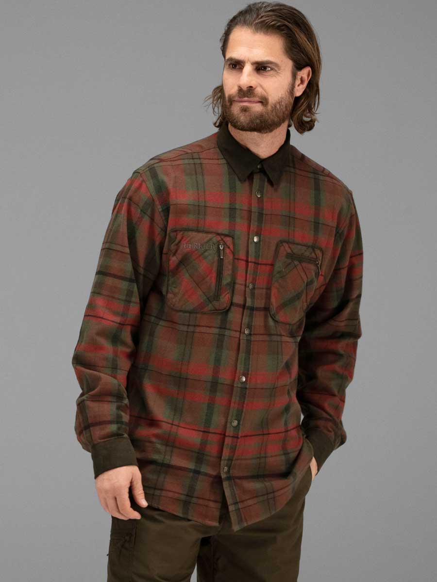 HARKILA Pajala Shirt - Mens Brushed Cotton - Red Autumn Check
