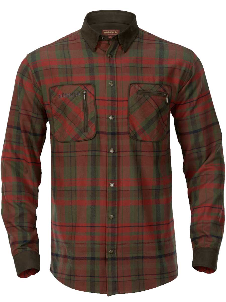 HARKILA Pajala Shirt - Mens Brushed Cotton - Red Autumn Check