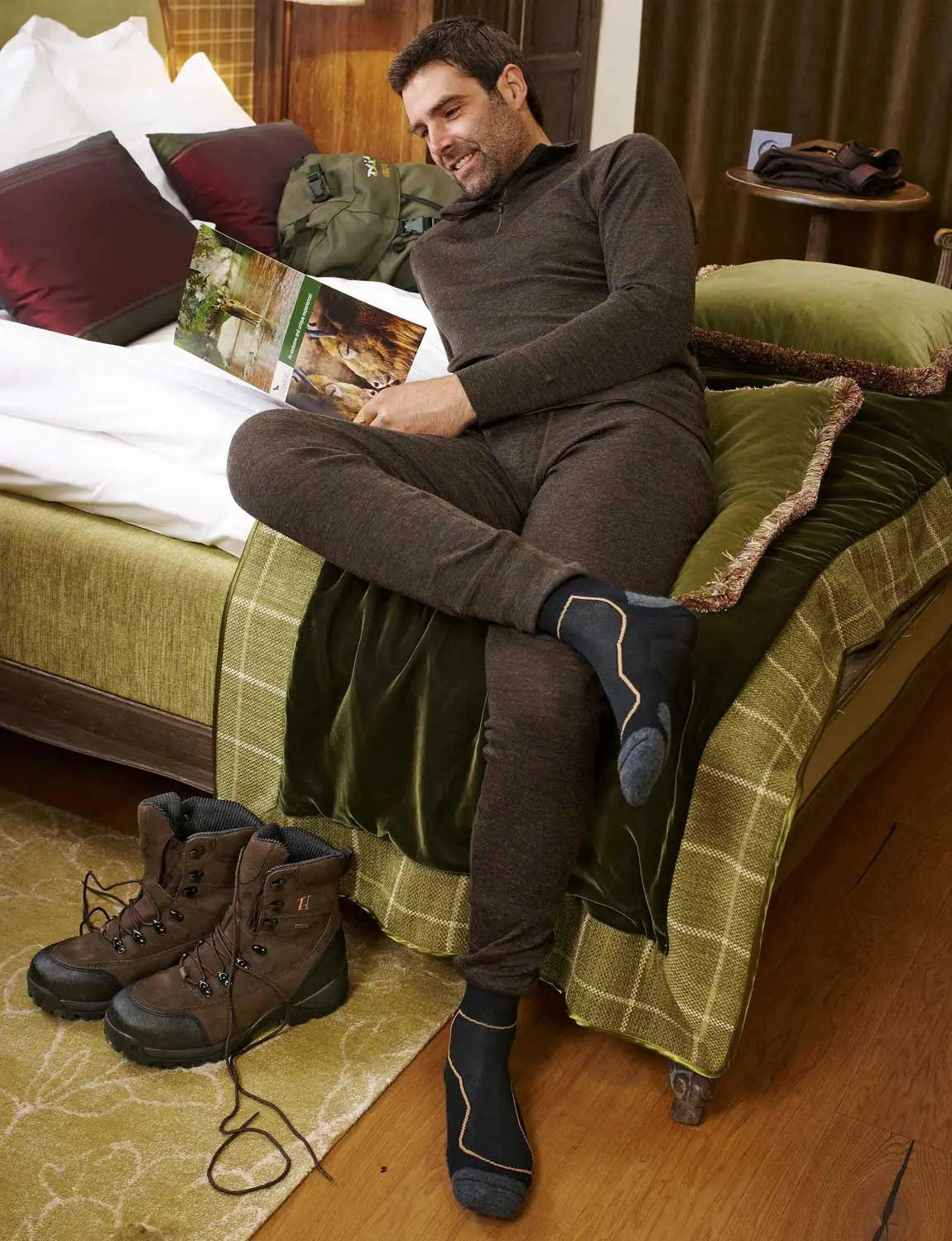 HARKILA Shirts - Mens All Season Undershirt Zip-Neck - Shadow Brown