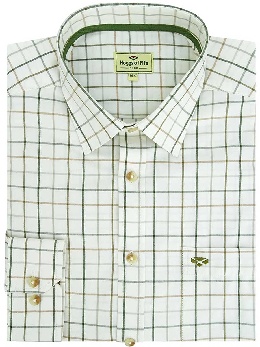 HOGGS OF FIFE Balmoral Luxury Tattersall Shirt - Mens - Green & Brown