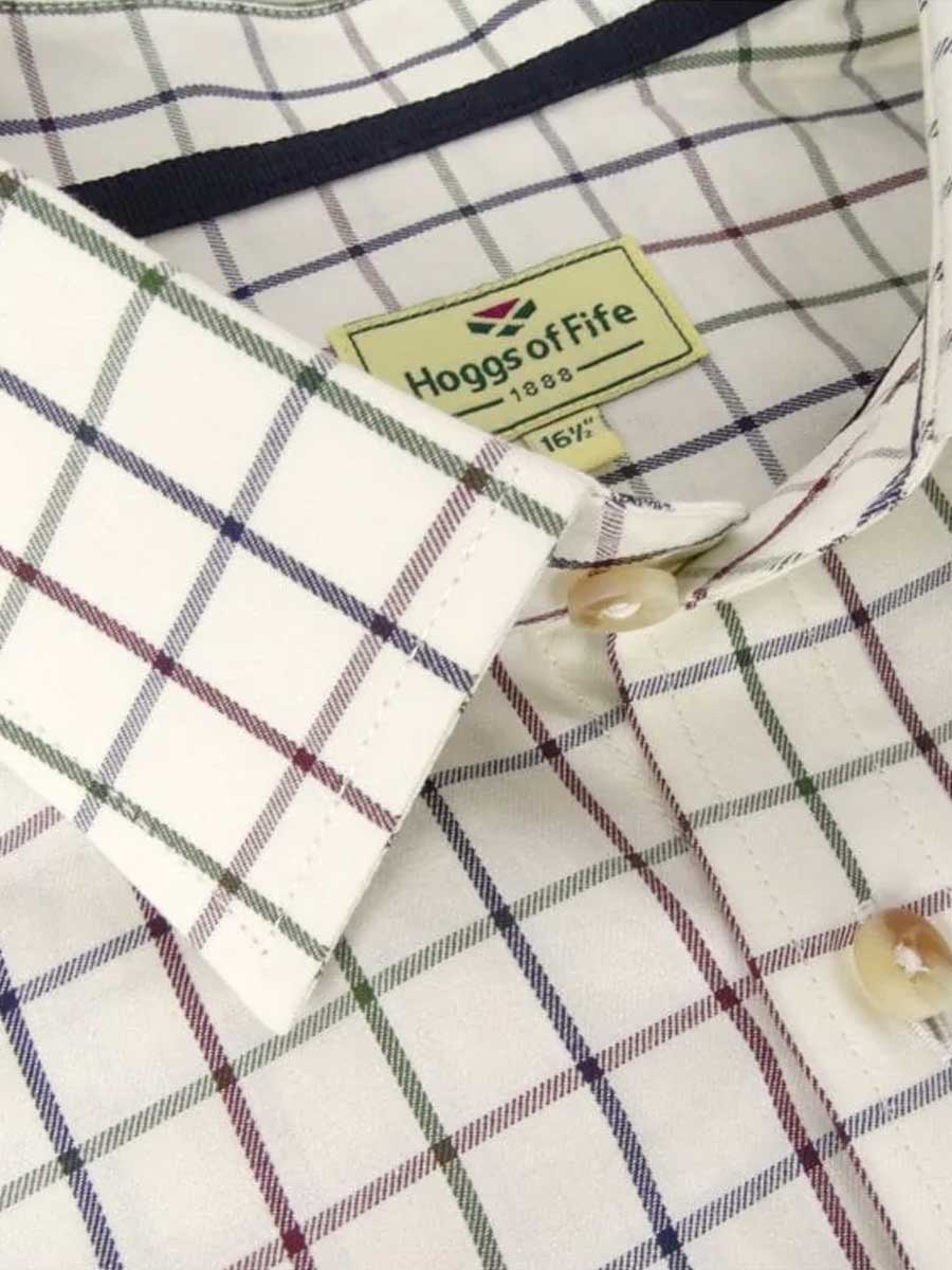 HOGGS OF FIFE Balmoral Luxury Tattersall Shirt - Mens - Navy & Wine