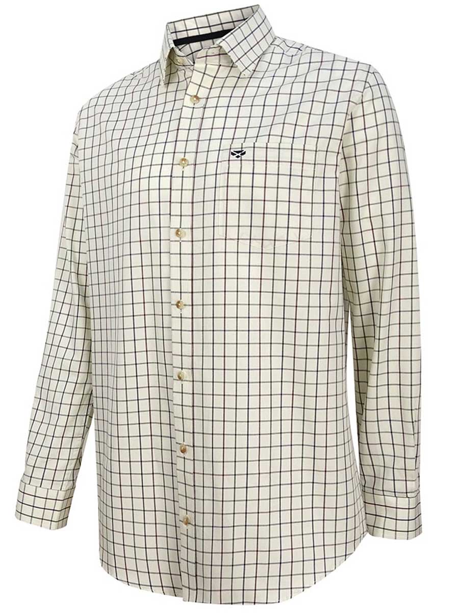 HOGGS OF FIFE Balmoral Luxury Tattersall Shirt - Mens - Navy & Wine