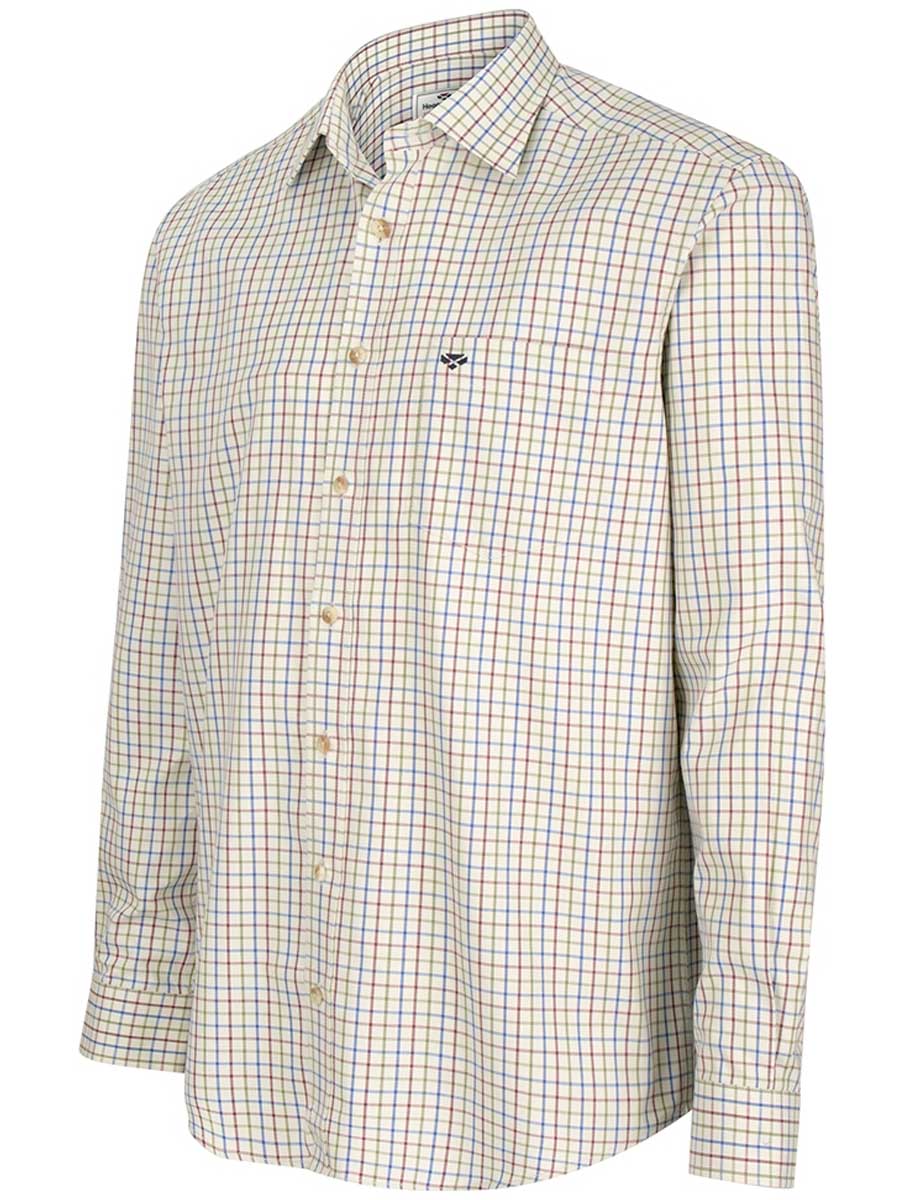 HOGGS OF FIFE Inverness Cotton Tattersall Shirt - Mens - Wine/Blue/Green
