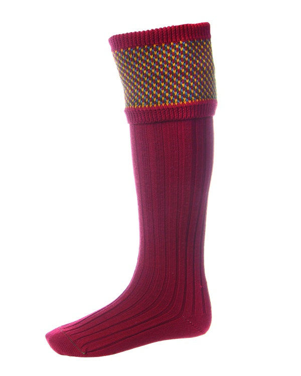 HOUSE OF CHEVIOT Tayside Shooting Socks - Mens - Brick Red House Of Cheviot