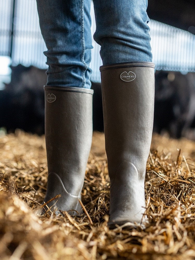 LE CHAMEAU Giverny Wellington Boots - Ladies Jersey Lined - Dark Green Le Chameau