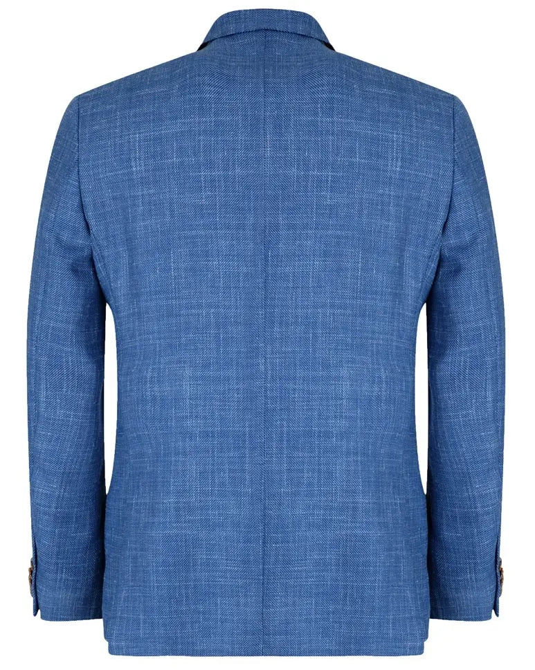 Magee Mens Jacket - Lightweight Blue Woven Linen Mix Magee