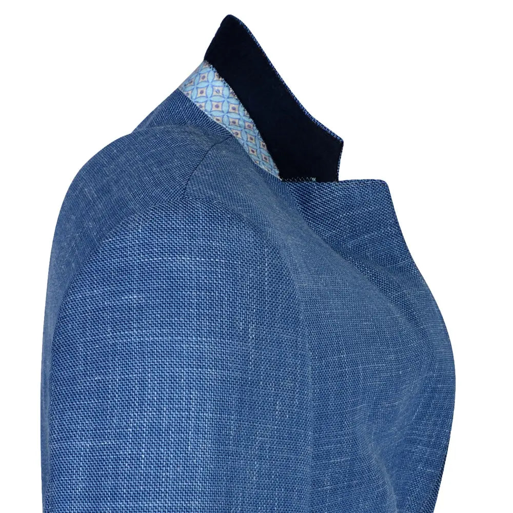 Magee Mens Jacket - Lightweight Blue Woven Linen Mix Magee