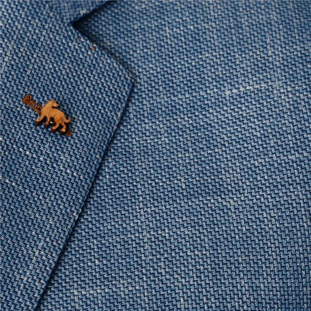 Magee Mens Jacket - Lightweight Blue Woven Linen Mix Magee