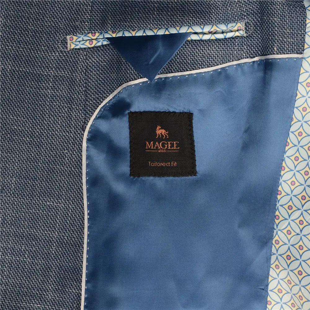 Magee Mens Jacket - Lightweight Blue Woven Linen Mix Magee