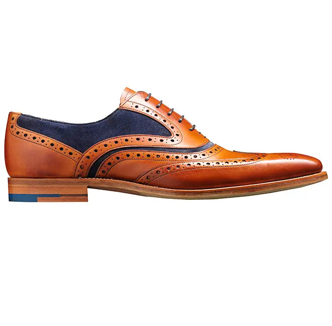 30% OFF BARKER McClean Shoes - Mens Brogue - Cedar Calf & Navy Suede Size: 8.5 Barker Shoes