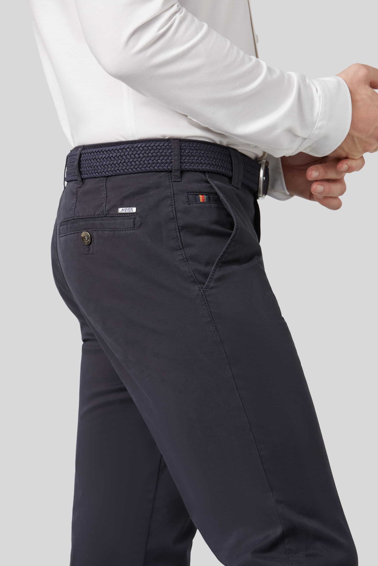 MEYER Roma Trousers - 3001 Light-Weight Cotton Chinos - Navy Meyer