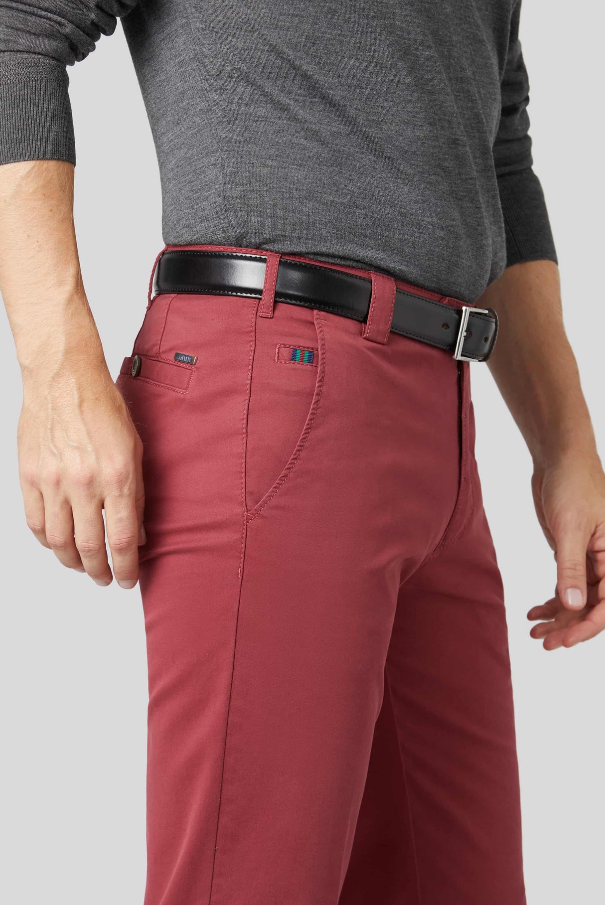 MEYER Roma Trousers - 3001 Light-Weight Cotton Chinos - Red Meyer