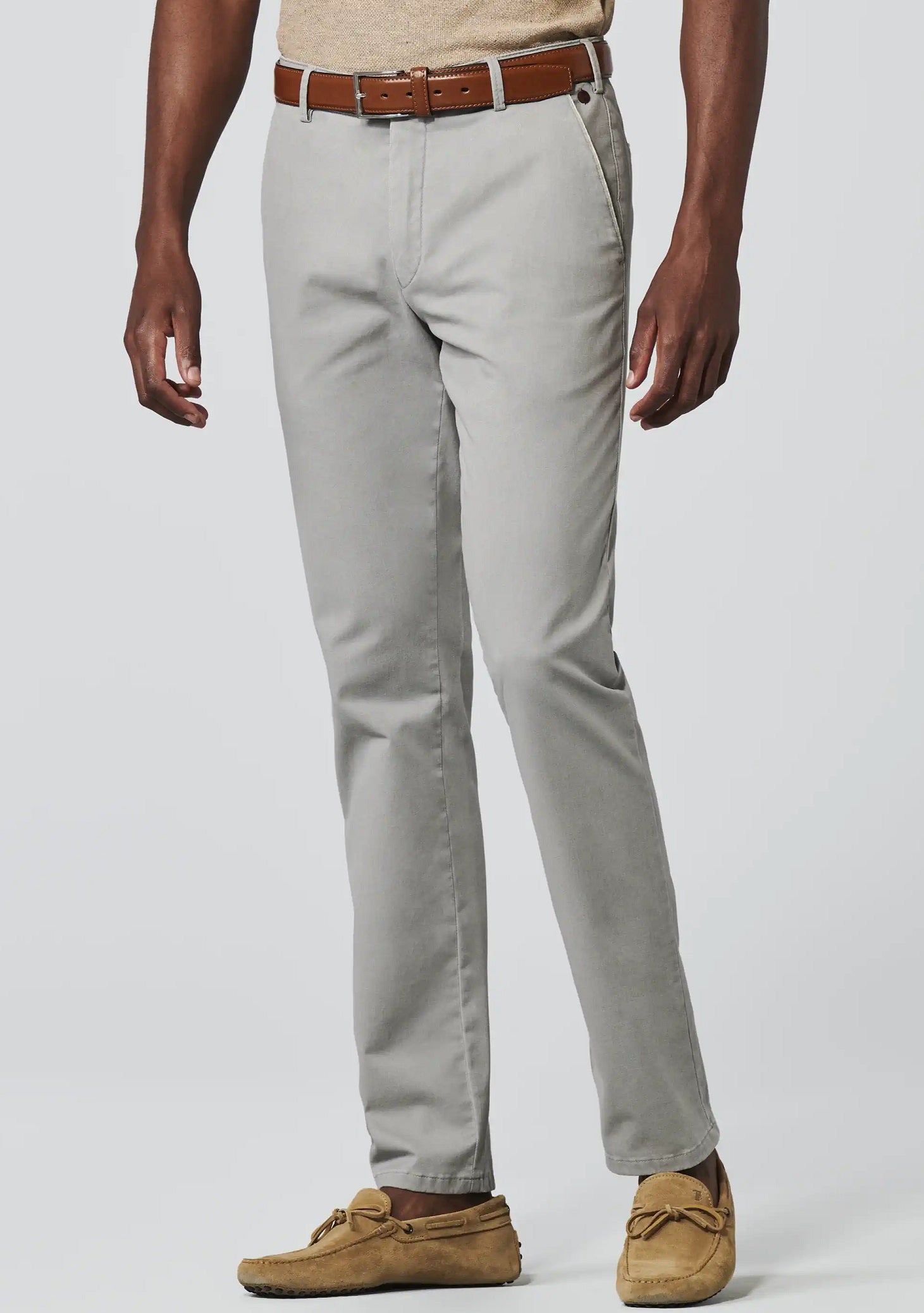 MEYER New York Trousers - 5000 Soft Twill Chino - Grey Beige