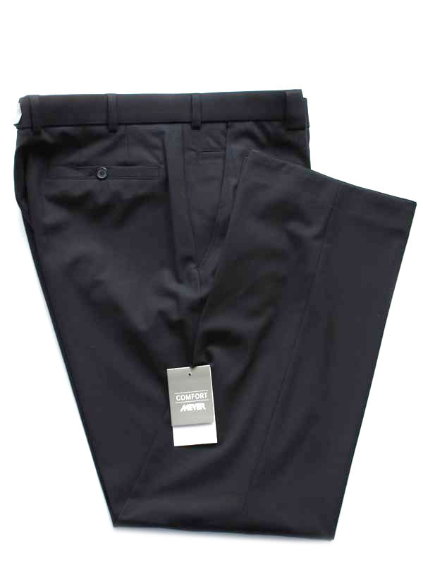 Meyer Navy Tropical Wool-Mix Trousers - Roma 344