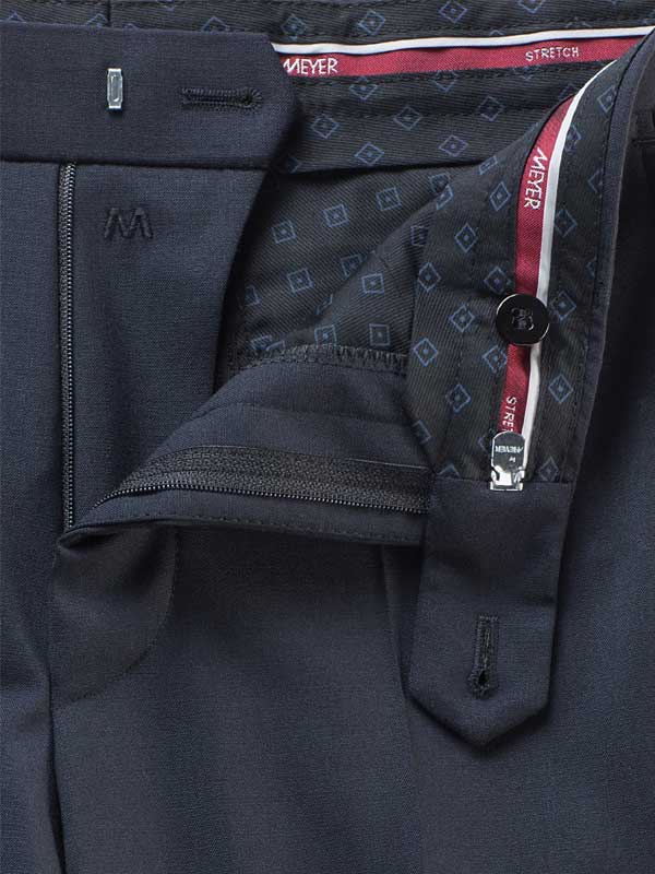 Meyer Tropical Wool-Mix Trousers - Roma 344 - Navy