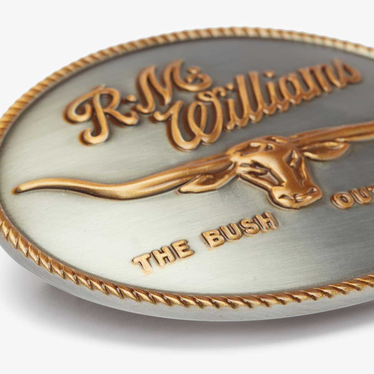 RM WILLIAMS Belt Buckle - Longhorn Trophy - Silver & Gold RM Williams