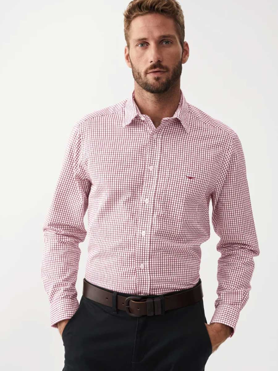 RM WILLIAMS Collins Standard Collar Men's Shirt - Red Check RM Williams