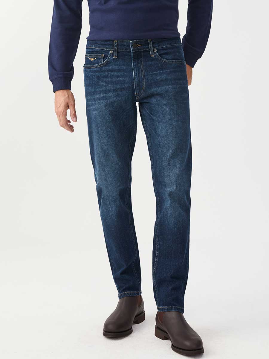 RM Williams Blue Denim Straight-Leg Jeans