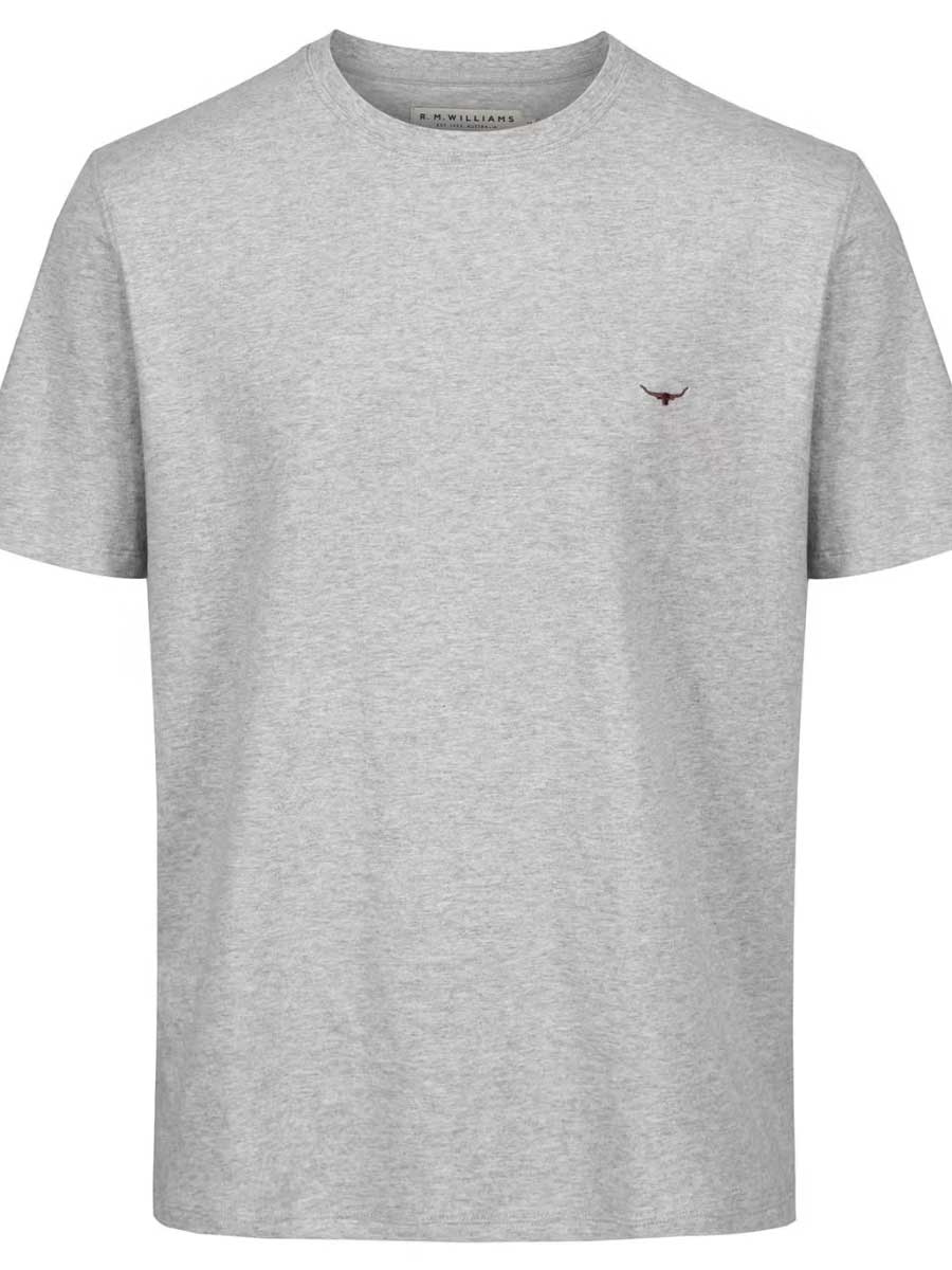 RM WILLIAMS Parson T-Shirt - Men's Crew Neck - Grey Marle