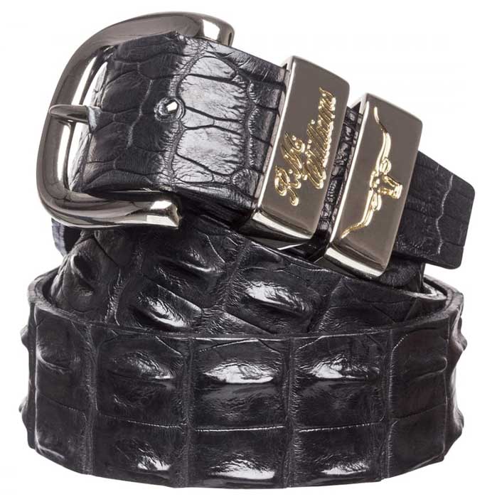 RM WILLIAMS Belt - Men's Saltwater Crocodile 1.5" - Black