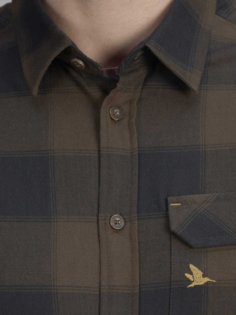 SEELAND Highseat Shirt - Mens 100% Cotton - Hunter Brown Check