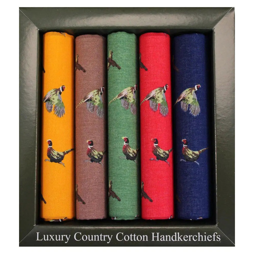 Soprano - 5 Cotton Hankies Gift Set - Pheasants