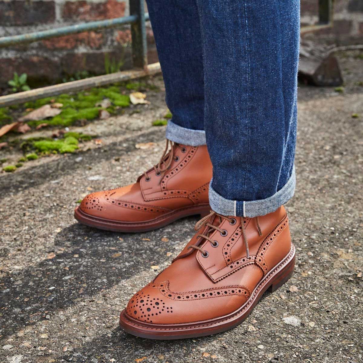 TRICKER'S Boots - Mens Stow Dainite or Leather Sole - C Shade Tan