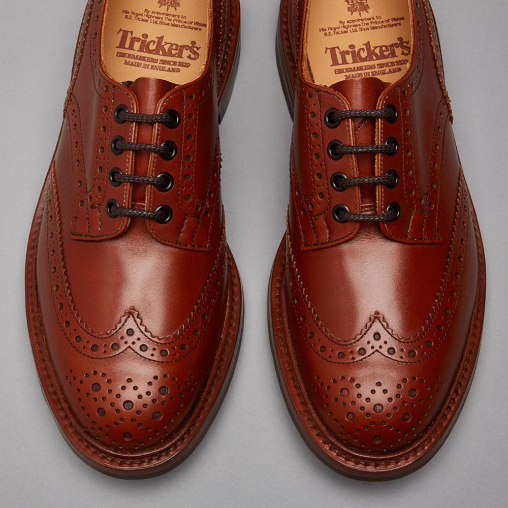 TRICKER'S Bourton Shoes - Mens Dainite or Leather Sole - Marron Antique Tricker's