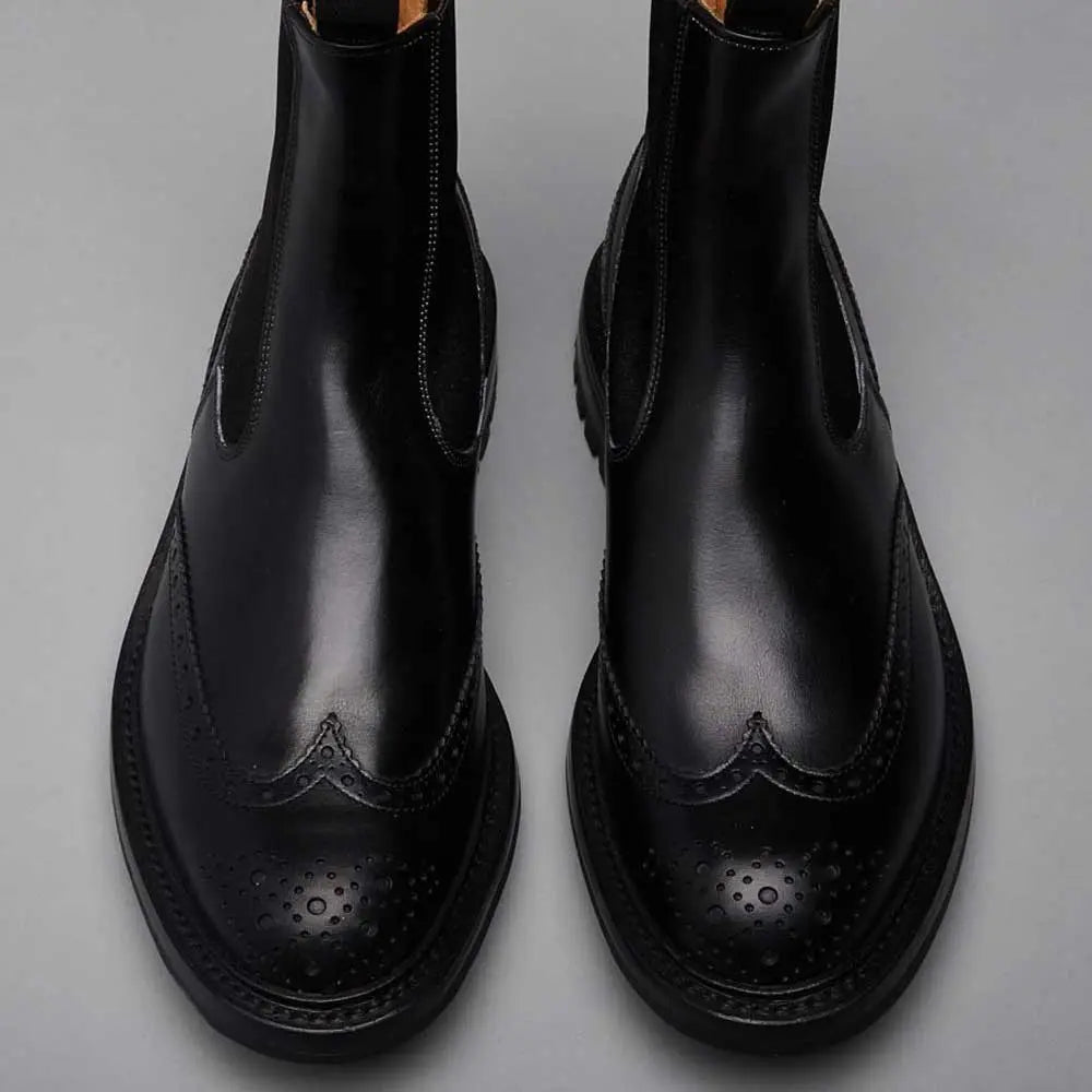 TRICKER'S Henry Boots - Mens Commando Sole - Black Calf Tricker's