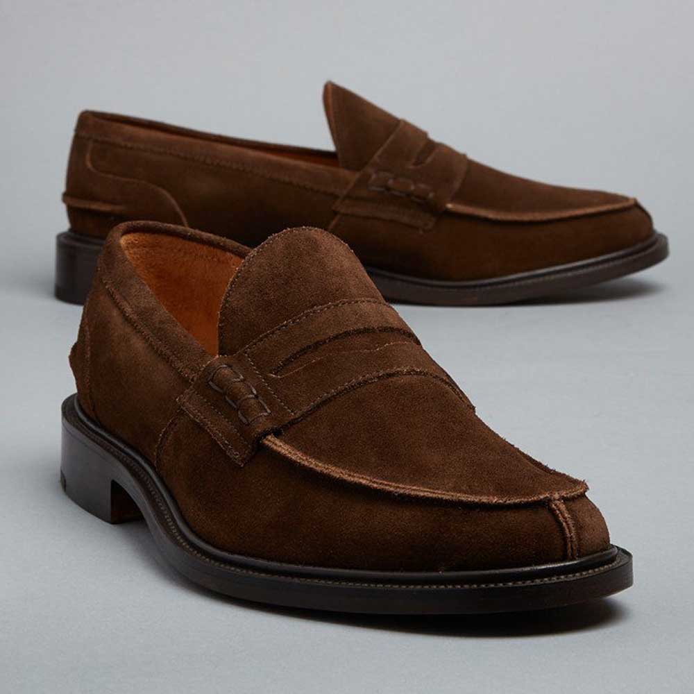 Tricker's James Penny Loafers - Chocolate Suede