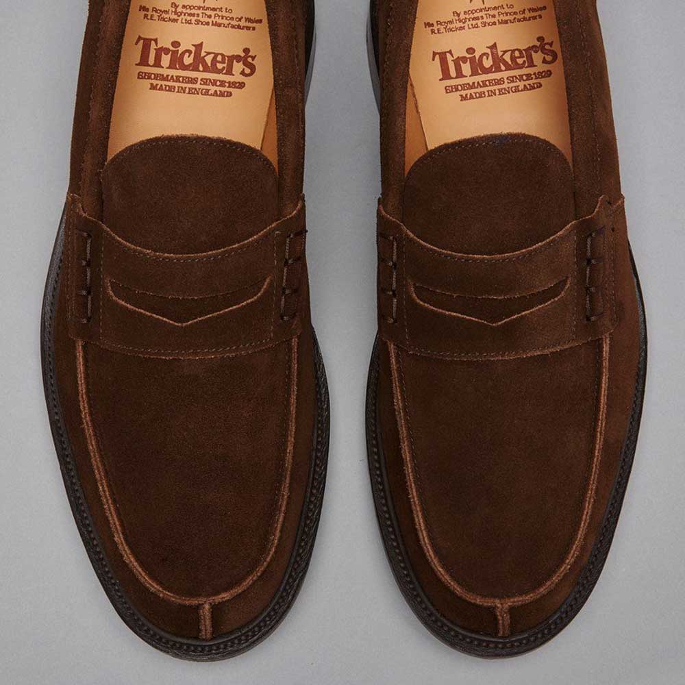 Tricker's James Penny Loafers - Mens Shoes - Chocolate Suede Tricker's
