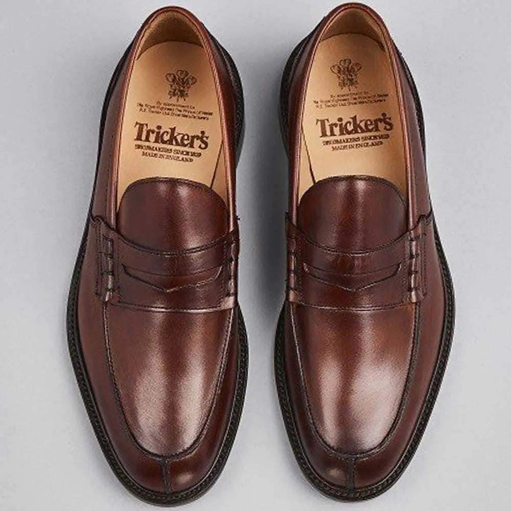 Tricker's James Penny Loafers - Leather Sole - Chestnut Burnished